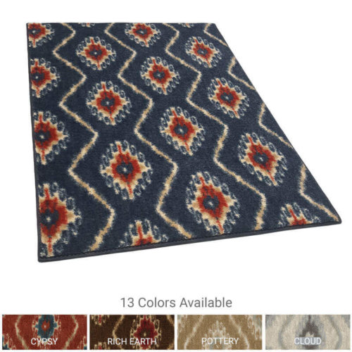 Milliken Silk Road Ikat Pattern Indoor Area Rugs | 3/8" Thick, 40 oz Cut Pile | Custom Sizes & Colors