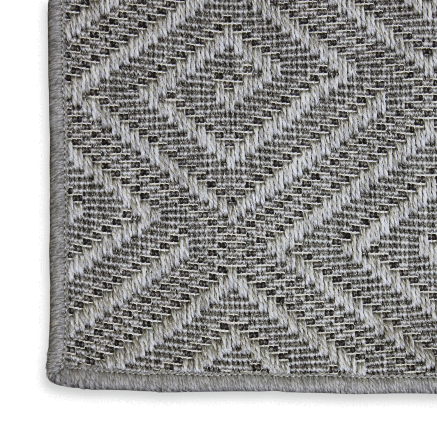 Curacao Pewter Custom Cut Indoor Outdoor 5x7 Area Rug With Custom Serging