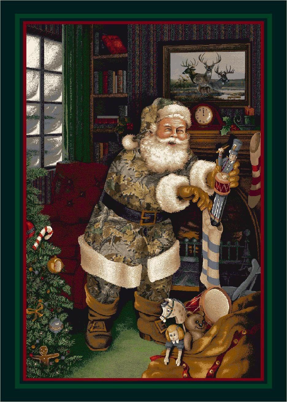 Festive Realtree Camo Santa Christmas Novelty Rug | 2'8" x 3'10" Rectangle | Durable & Easy to Clean