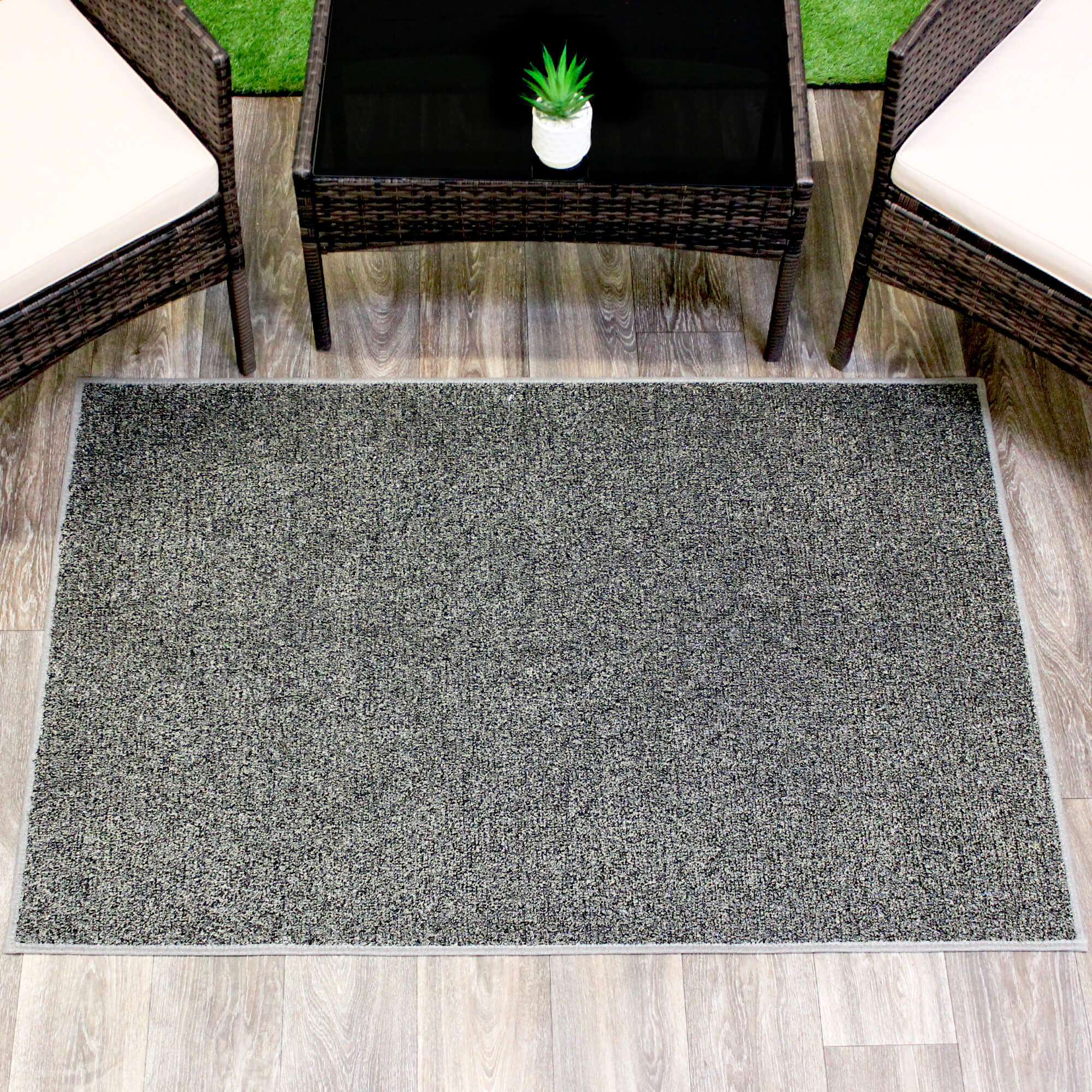 Black & Taupe 8'x12' Outdoor Artificial Grass Turf Area Rug – Buy 1, Get 1 FREE (Add 2 to Cart)
